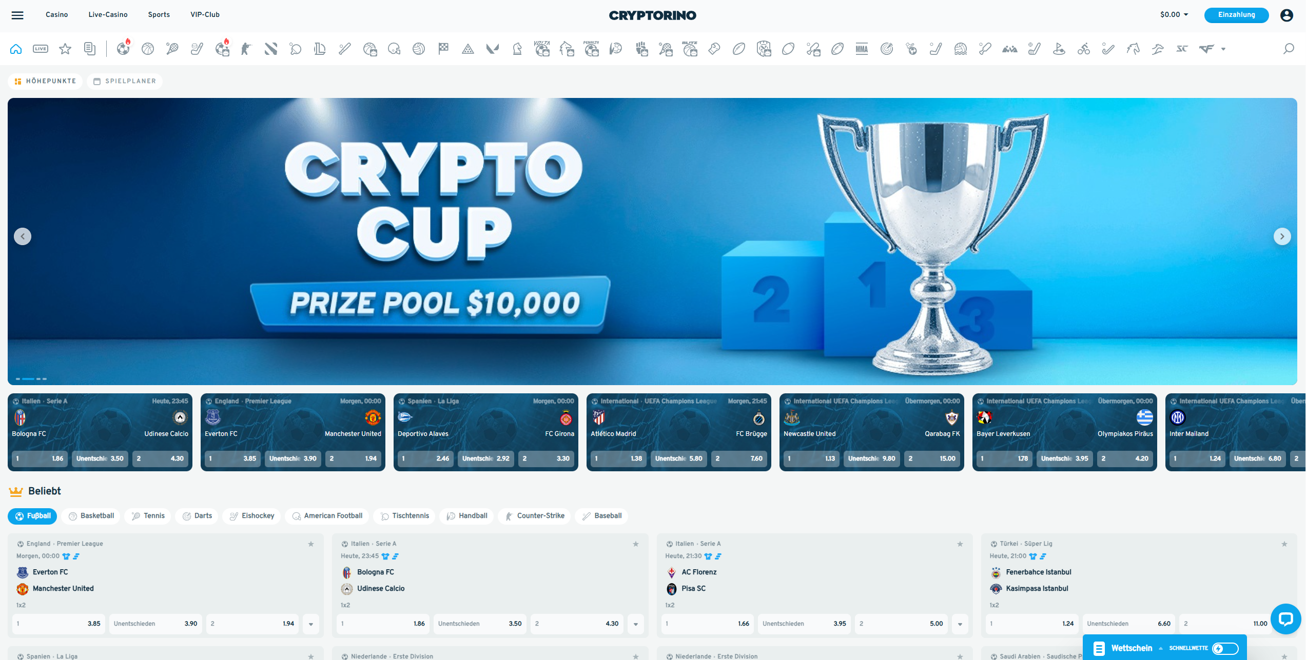 Cryptorino Sportwetten
