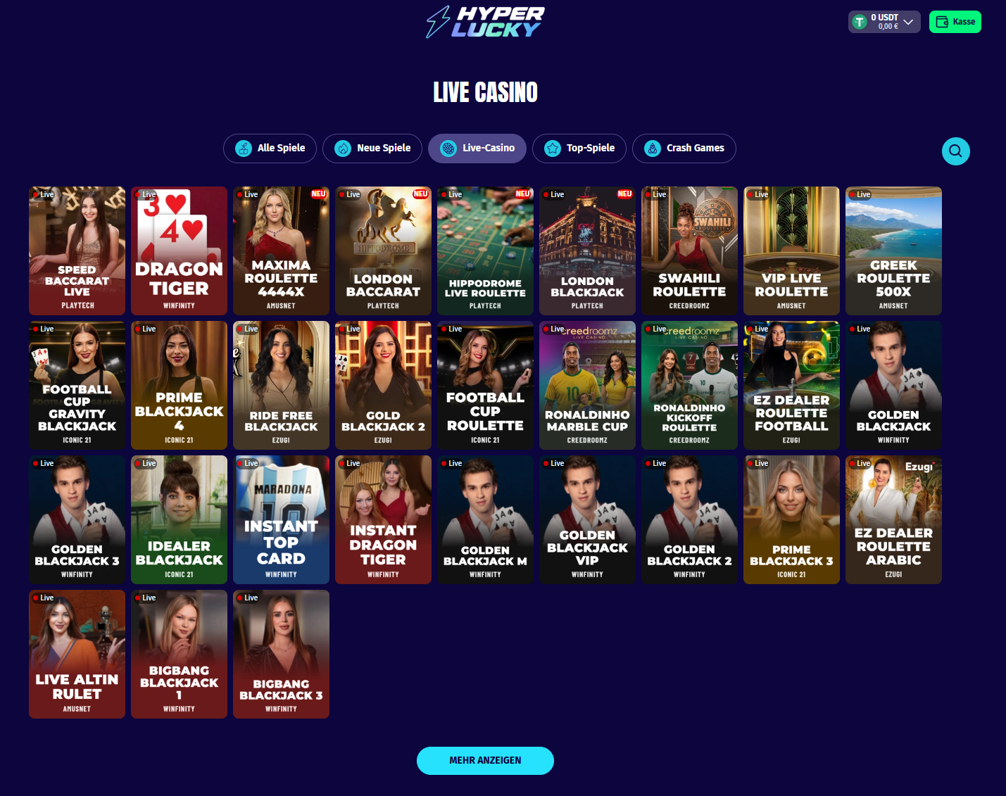 HyperLucky Live Casino Spiele