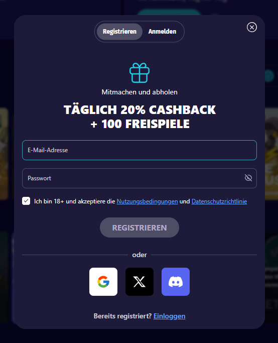 HyperLucky Registrierung E-Mail Passwort